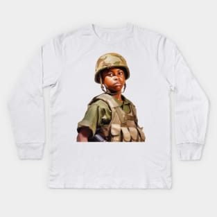 Military Minded Street Soldier Urban Warrior Black Boy Kids Long Sleeve T-Shirt